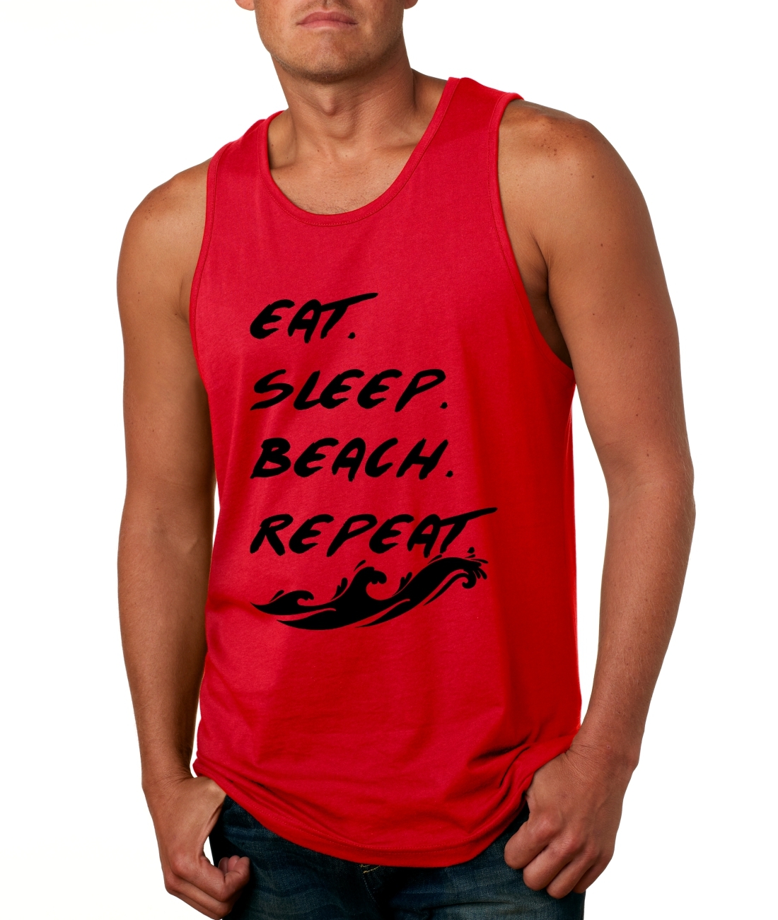 Men's Tank Top Eat Sleep Beach Repeat Fun Cool Top Shirts