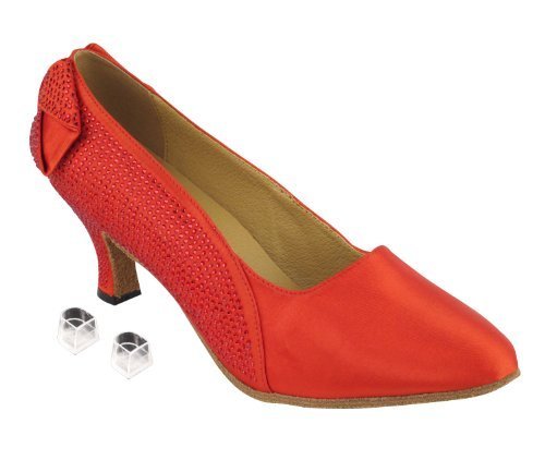 Dark Tan Satin 7.5 M US 3 Very Fine Womens Salsa Ballroom Tango Dance Shoes CD2076 Bundle with Back-of-Heel Cushions