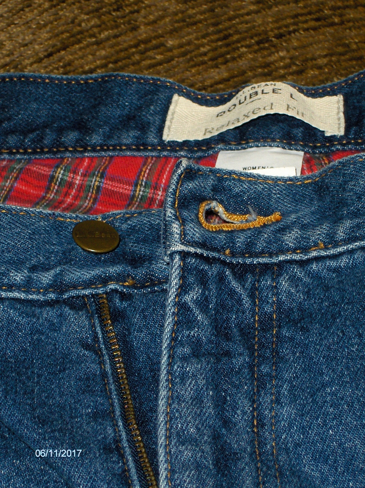 blue jeans with flannel lining