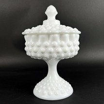 Fenton Hobnail Milk Glass Pedestal Candy Dish with Lid - $28.82