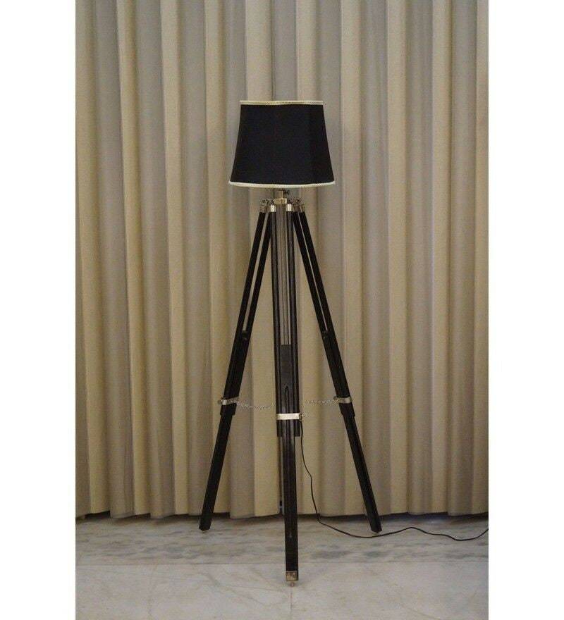 Wooden Tripod Stand Nautical Designer Floor Lamp Home Decor Use Without Shade