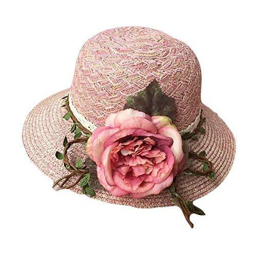 PANDA SUPERSTORE Holliday Big Flower Beach Hat Summer Foldable Sun Hat Straw Hat