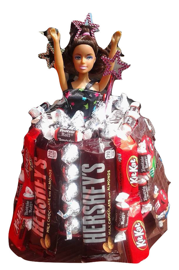 doll with chocolate wrapper