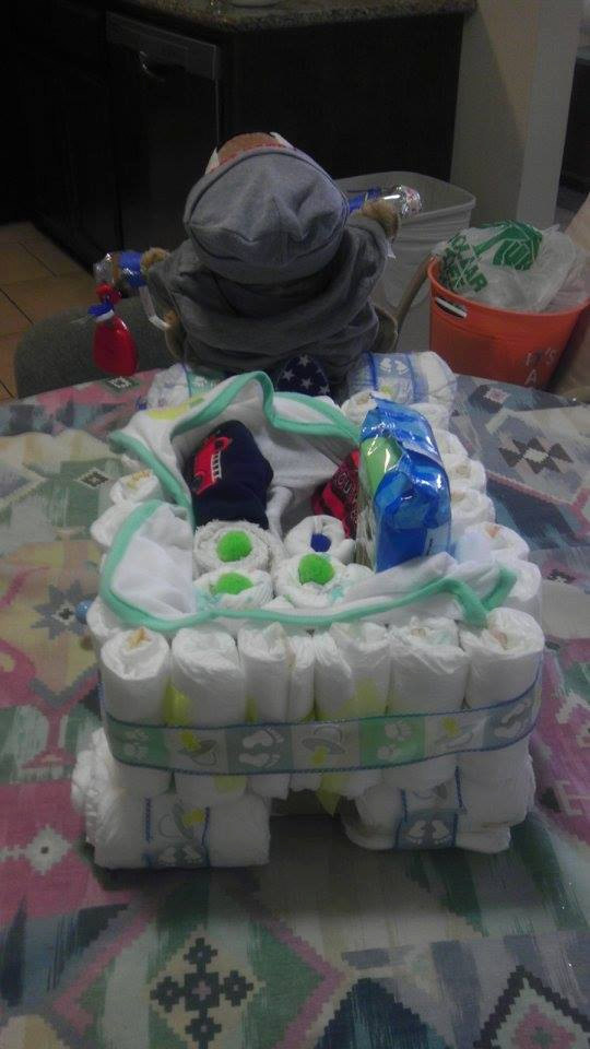 tricycle diaper cake with wagon