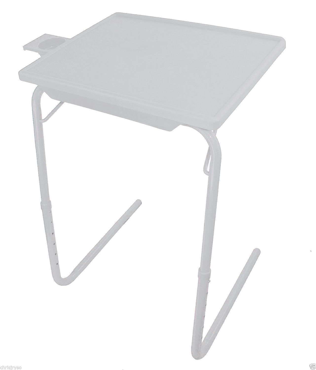 Portable & Foldable Comfortable Adjustable TV Tray Table White Trays