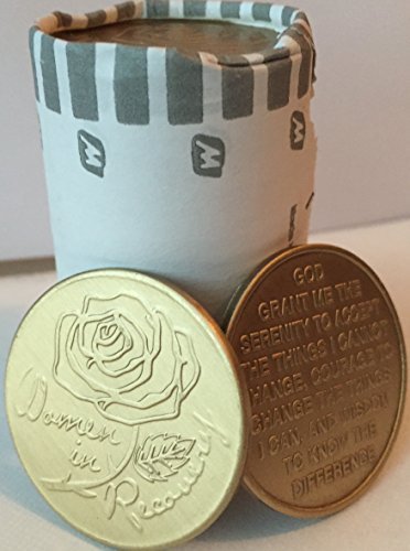 Bulk Lot of 25 Women In Recovery Rose Bronze Medallions Serenity Prayer Chips