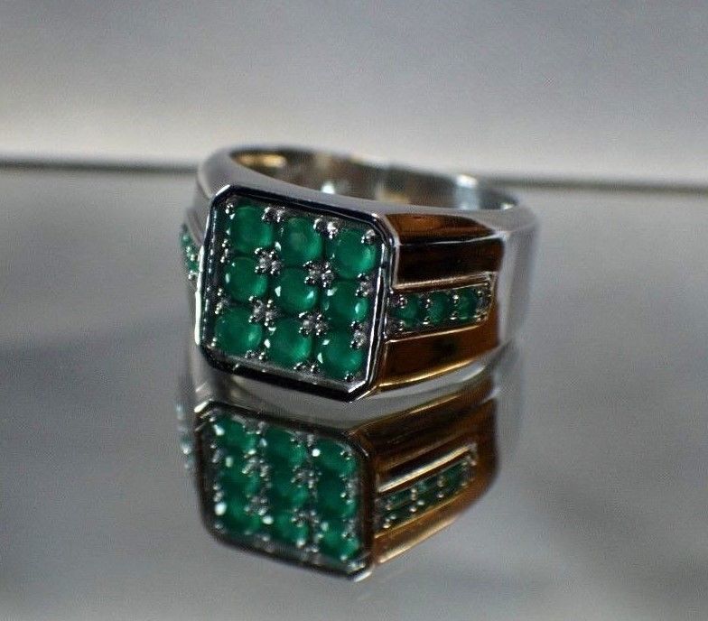 1.50ct. NATURAL EMERALD in PLATINUM OVERLAY .925 STERLING ...
