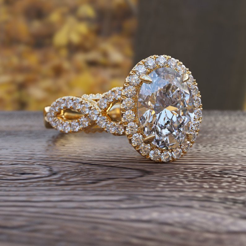 2.10 Ct Oval Cut D\VVS1 Diamond 14k Yellow Gold Over Engagement Wedding