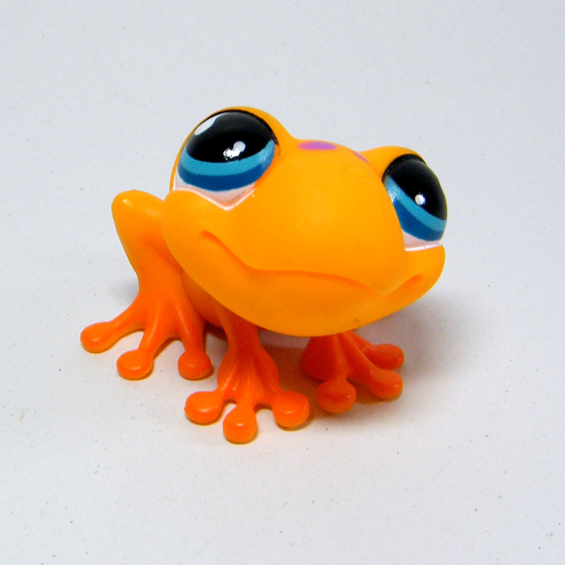 Littlest Pet Shop 874 Orange TREE FROG Purple Spots Blue Teardrop