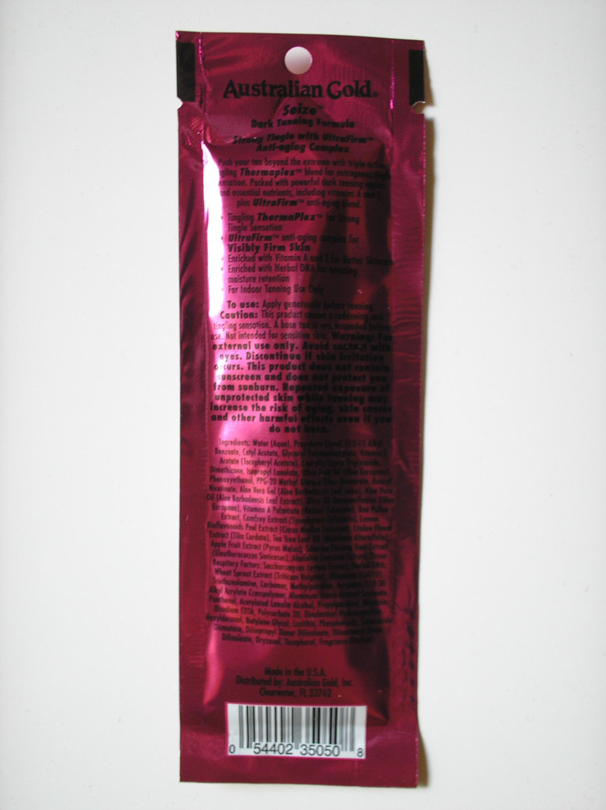 100 Australian Gold SEIZE Tingle Indoor Tanning Lotion Intensifier