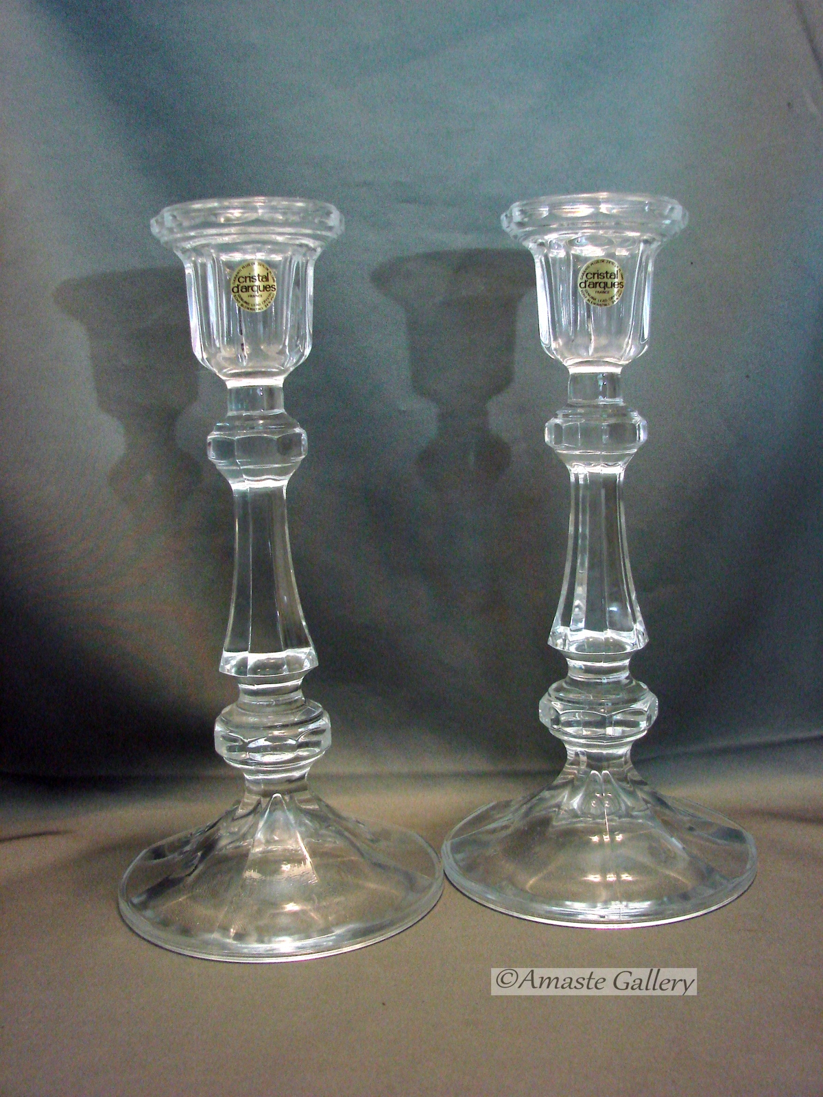 Cristal d'Arques Monceaux Candlestick Candle Holder Set of 2 J.G. Durand, Cristal d'Arques