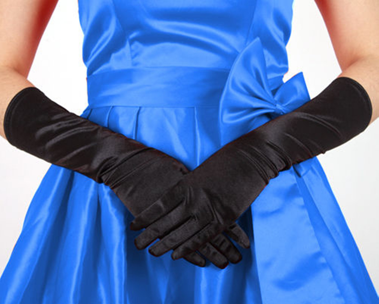 Wedding Party Elegant Women Lady Evening Dress Gloves Black/ White