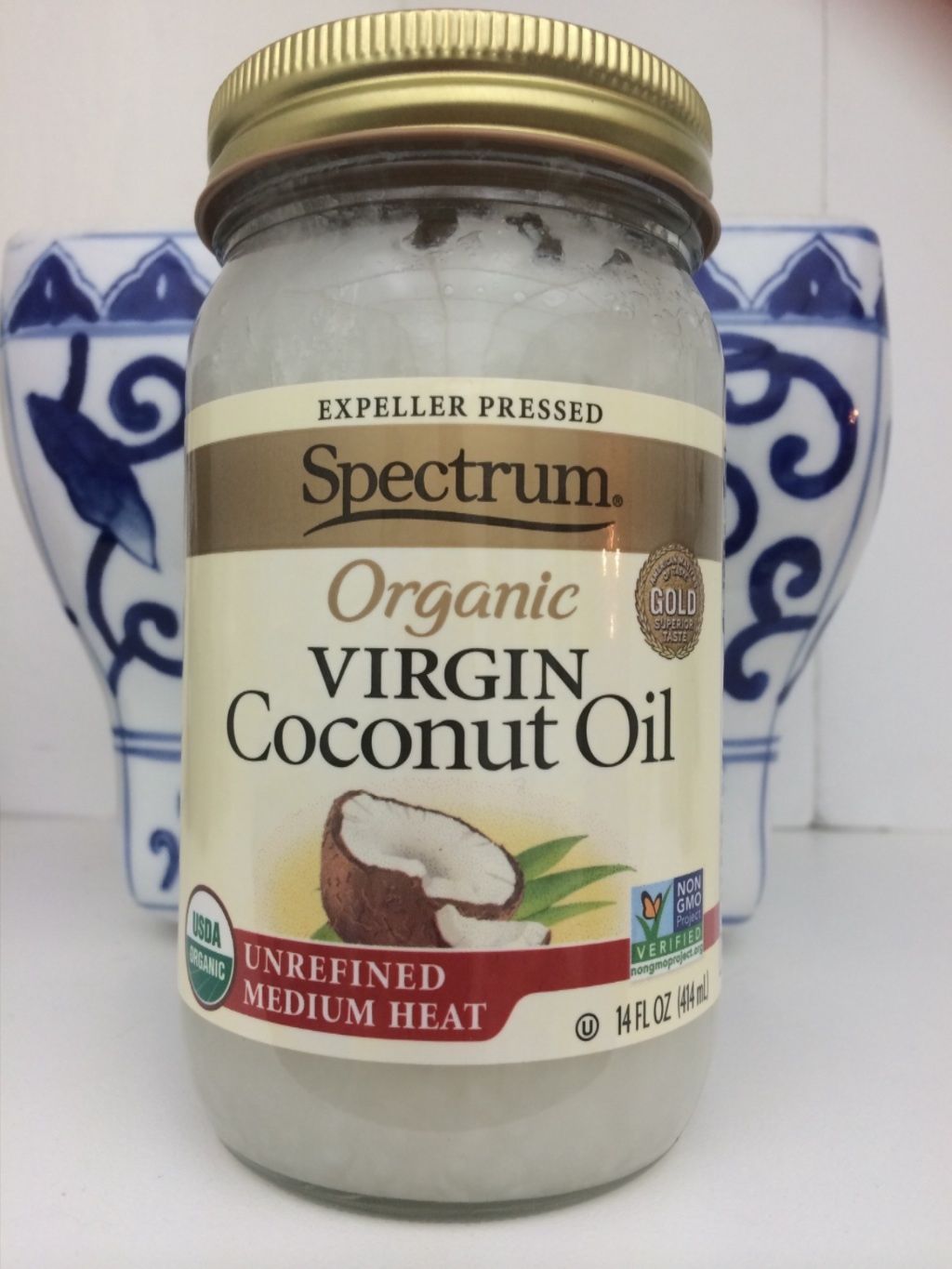 Spectrum Naturals EXPELLER PRESSED ORGANIC Coconut Oil 14 oz UNREFINED
