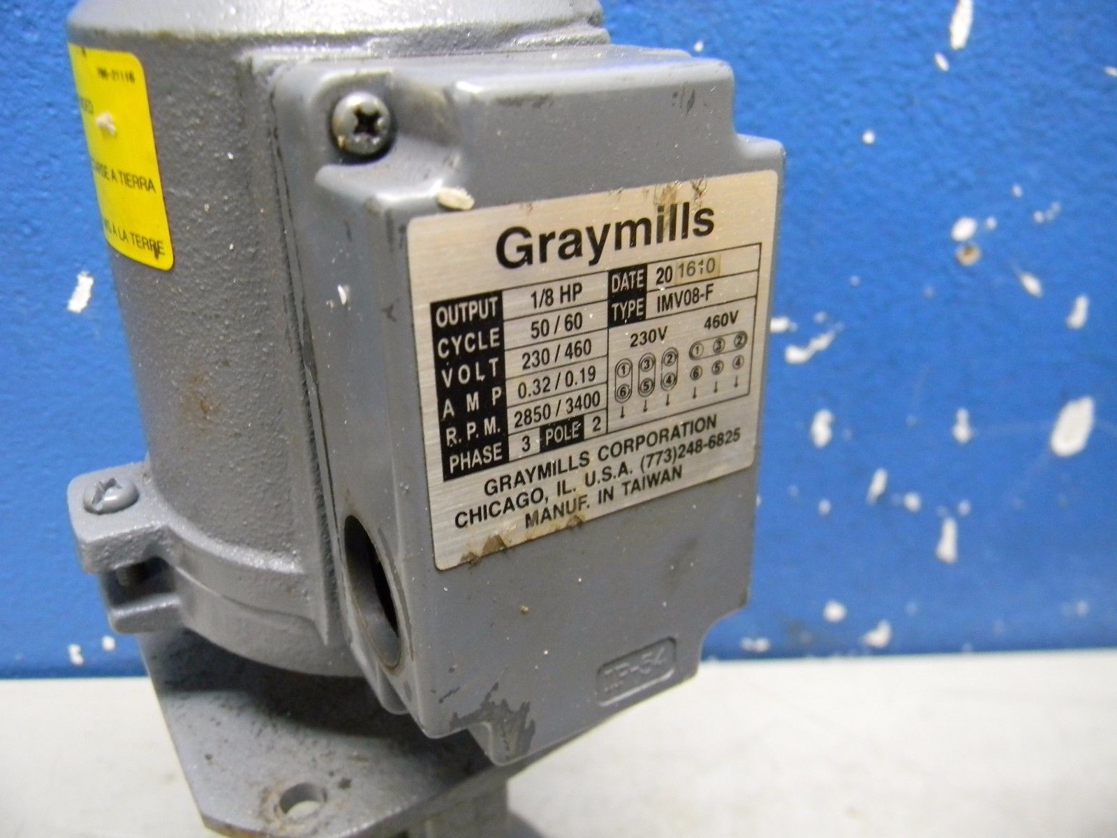 Graymills Cast Iron Immersion Coolant Pump 230/460V 1/8HP IMV08F PARTS
