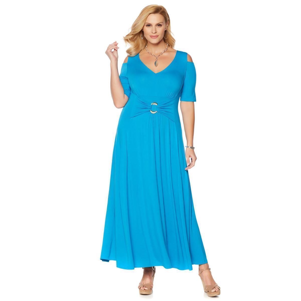 Image of Liz Lange Cold-Shoulder Ultimate Maxi Dress Cornflower PX NEW -