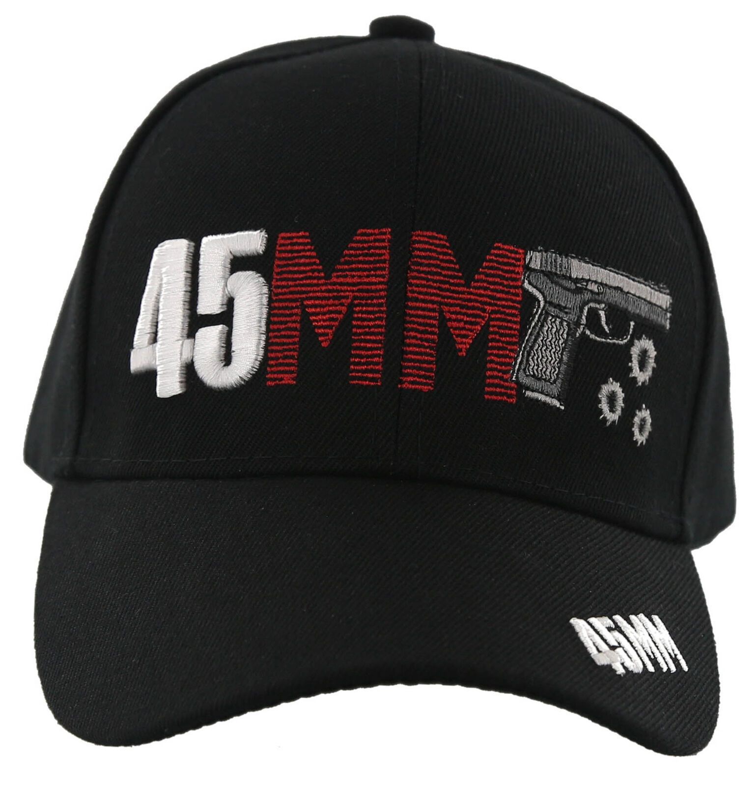 NEW! 45MM PISTOL GUN SIDE 45MM BASEBALL CAP HAT BLACK Men's Hats