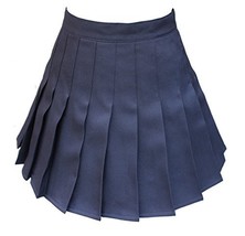 Women&#39;s High Waist Solid Pleated Mini Tennis Skirt (XL, Dark blue) - $26.72
