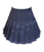 Women&#39;s High Waist Solid Pleated Mini Tennis Skirt (XL, Dark blue) - $26.72