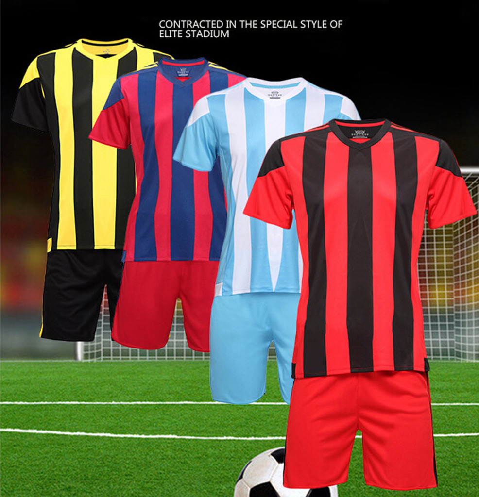 Soccer Futball Jerseys Team Uniform Sport Uniforms Yellow and Black Stripe L ...