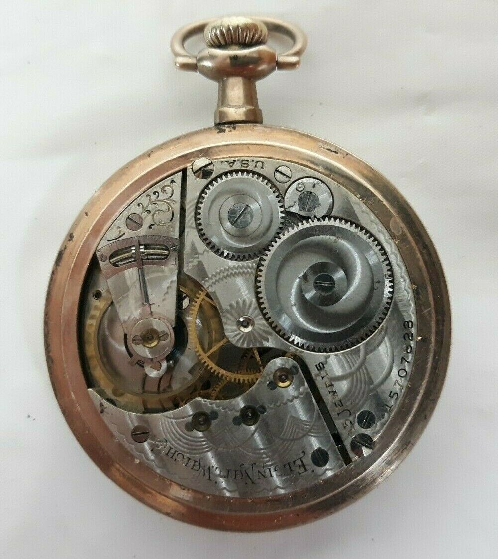 1911 Elgin 16s Model 7 Open Face 15 Jewel 313 Pocket Watch Wadsworth