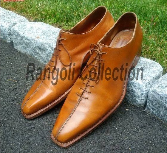 Handmade mens formal leather shoes Men Tan color dress shoes Mens shoes Dress/Formal