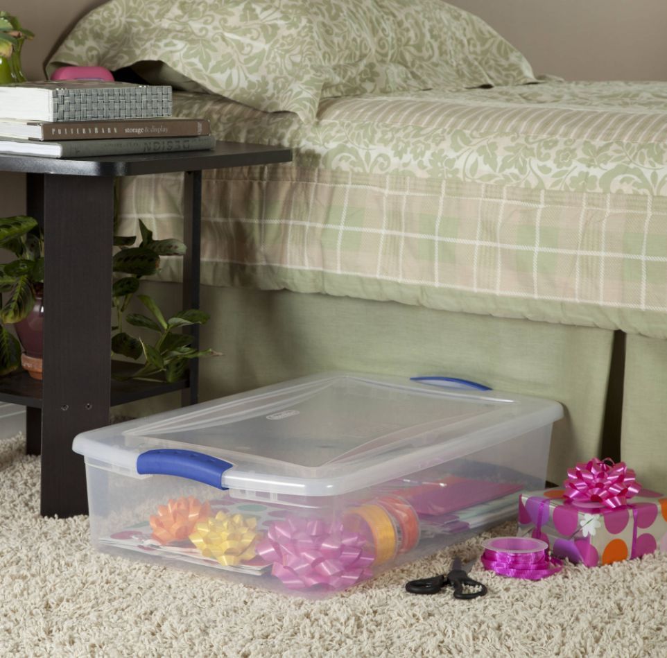 Under Bed Storage Tubs Stackable Latching Plastic 6 Set Attic Dorm