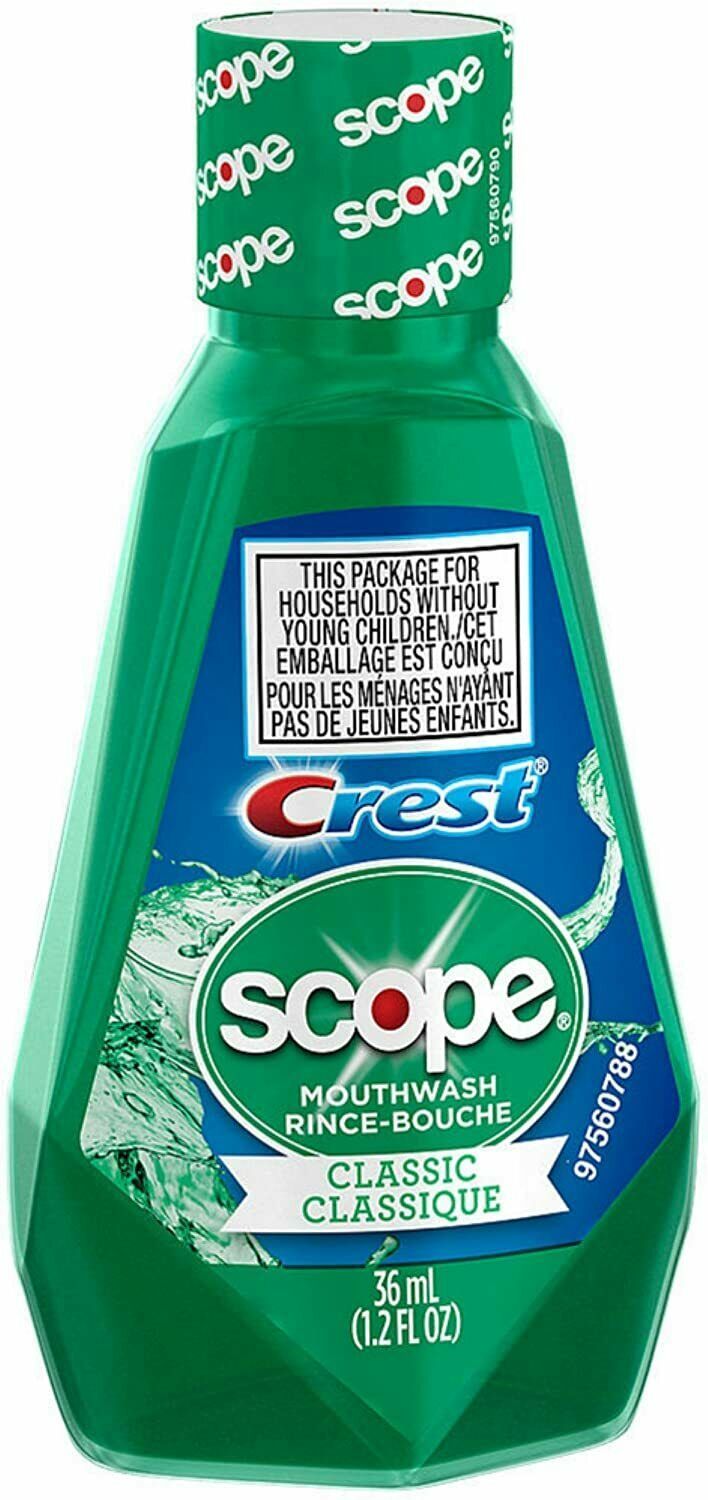 Crest Scope Mouthwash, Classic Original Mint, Travel Size 36 mL, 12