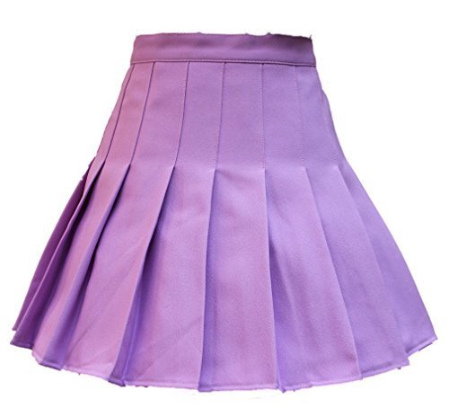 Women High Waist Solid Pleated Mini Slim Single Tennis Skirts ( L, Purple)
