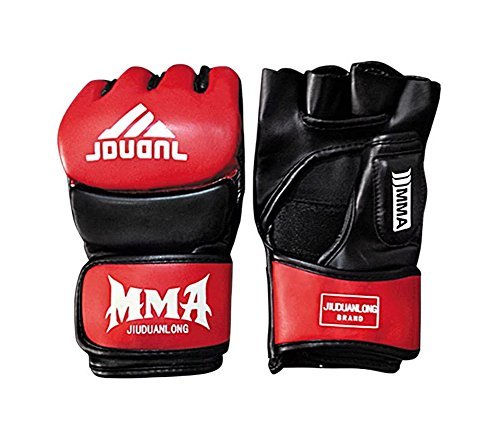 PANDA SUPERSTORE Cool Red Black Adult Half-Finger MMA Mitts Training Gloves for