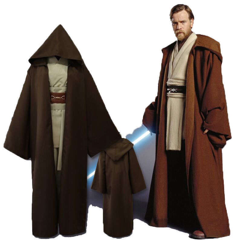 Halloween Christmas Cosplay Star Wars Jedi Obi-wan Costume Black or Brown