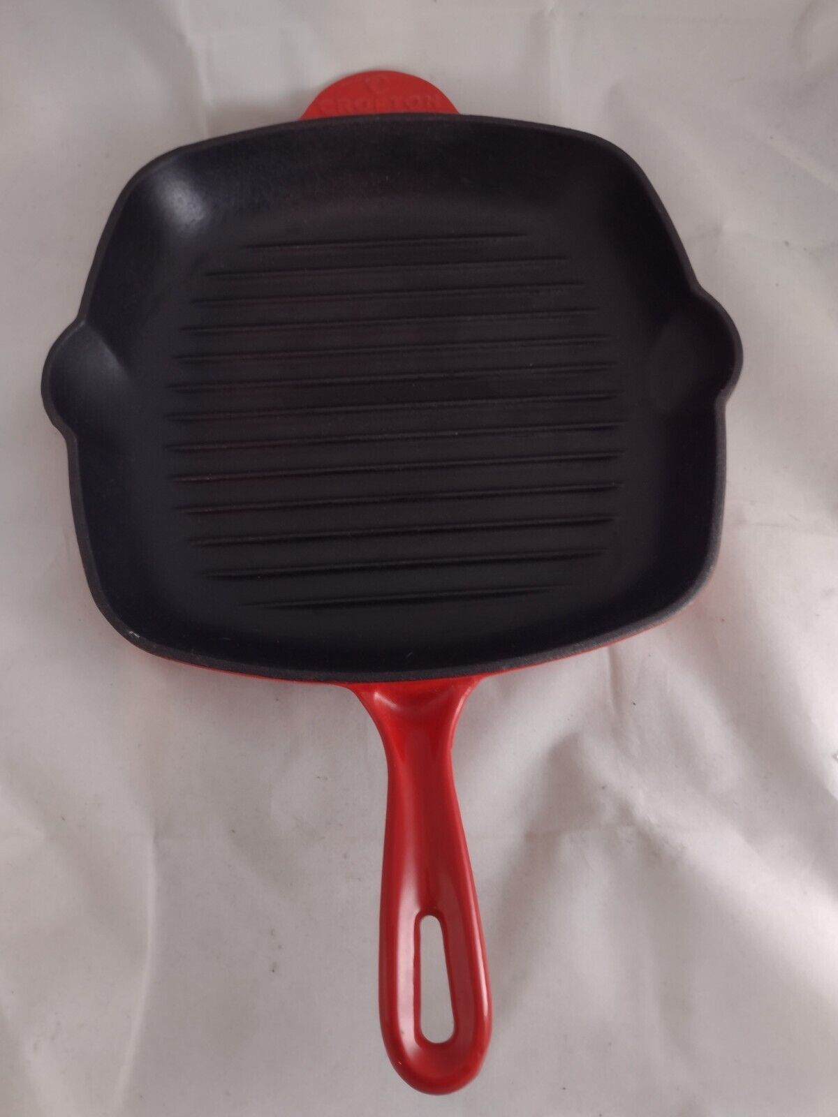 Crofton 11" Square Red Enamel Cast Iron Skillet Frying Pan Double Pour