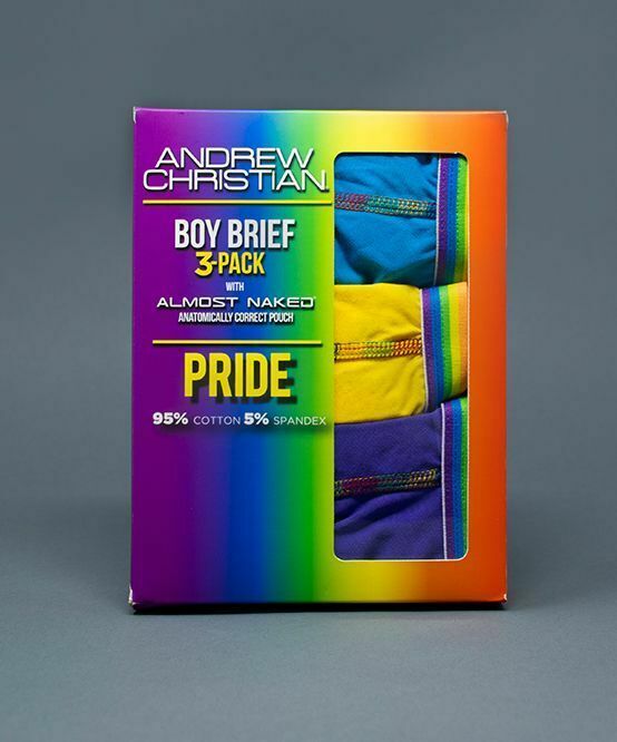3-Briefs Pack ANDREW CHRISTIAN Boy Brief Gay Pride Rainbow Triple The Fun