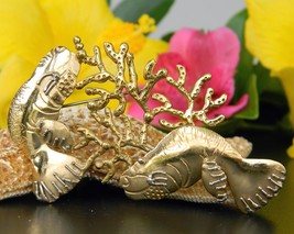 Manatee Sea Cow Brooch Pin Tropical Mixed Metals Hand Crafted Figural - $84.95