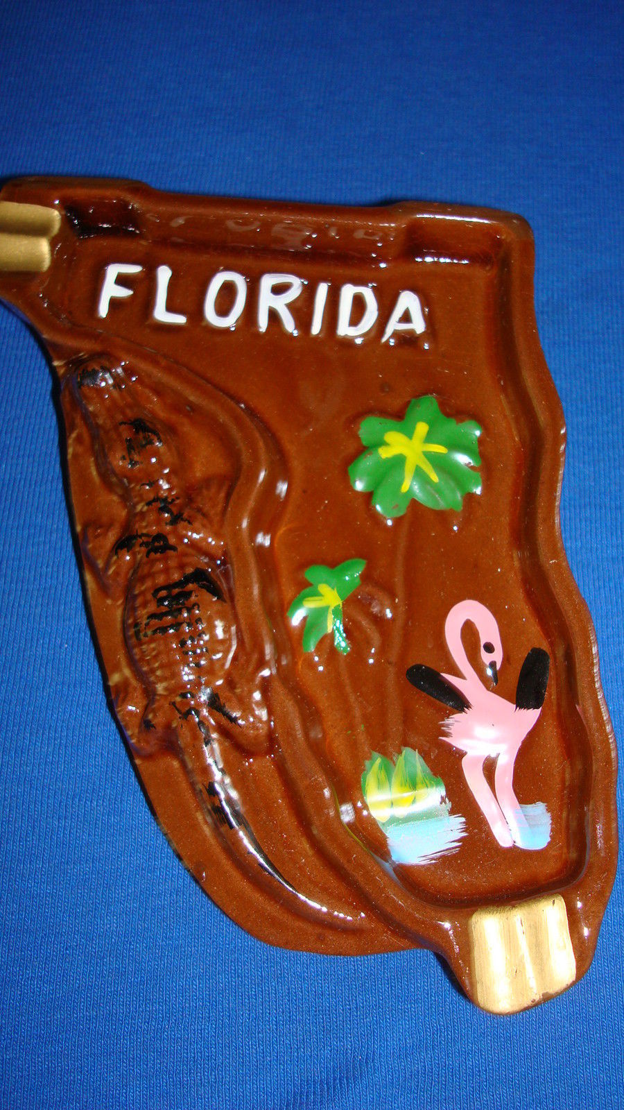 Ashtray Florida State Shaped Retro Ceramic Vintage Japan Excellent