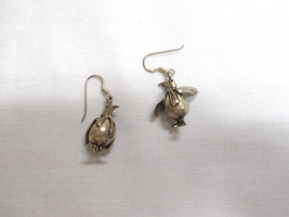 FUN VINTAGE 3D PENGUIN w MOVING WINGS HEAD &amp; FEET STERLING SILVER PAIR E... - $44.99