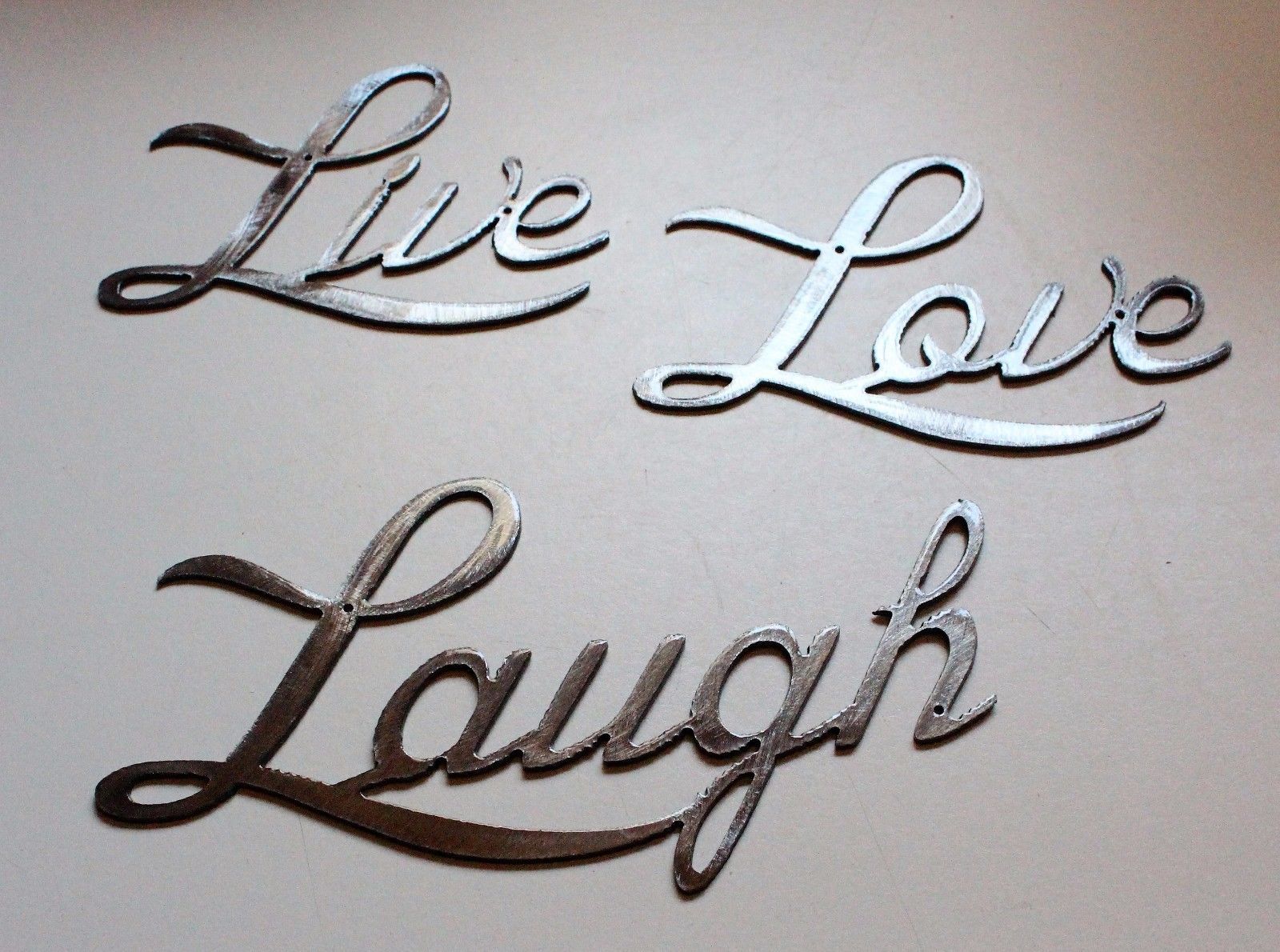 Live Love Laugh Small Version Words Metal Wall Art Accents Silver Wall Sculptures