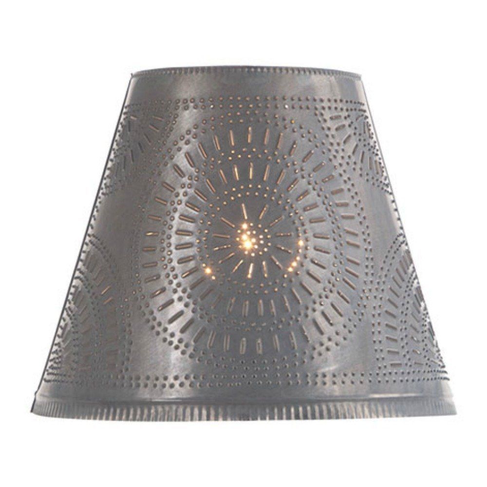 Country new BETSY ROSS rusty punched tin table lamp w// tin shade