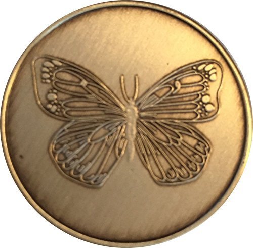 Wendells - Bulk lot of 25 butterfly bronze sobriety medallions serenity prayer chips
