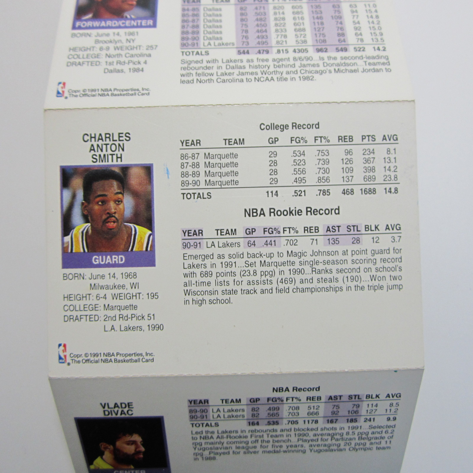 1992 Taco Bell Lakers Promo Uncut Basketball Card Sheet- Divac - Smith ...