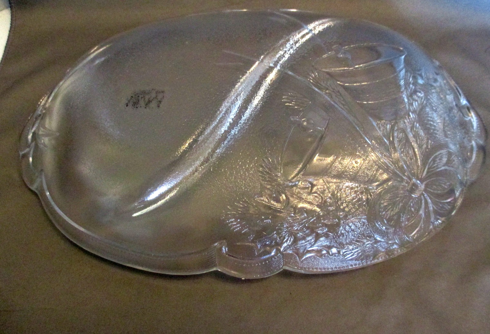 Mikasa Crystal Christmas Holiday Bells Divided Relish Serving Dish Tray