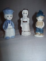Lot of 3 Vintage Ceramic Boys 2 Blue Hues Girl 1 White &amp; Brown - $6.95