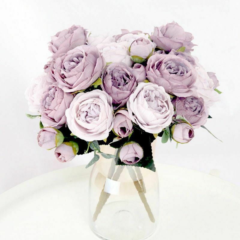 Artificial Silk Peony Rose Flower Fake Wedding Bouquet DIY Home Party Decor 1pcs