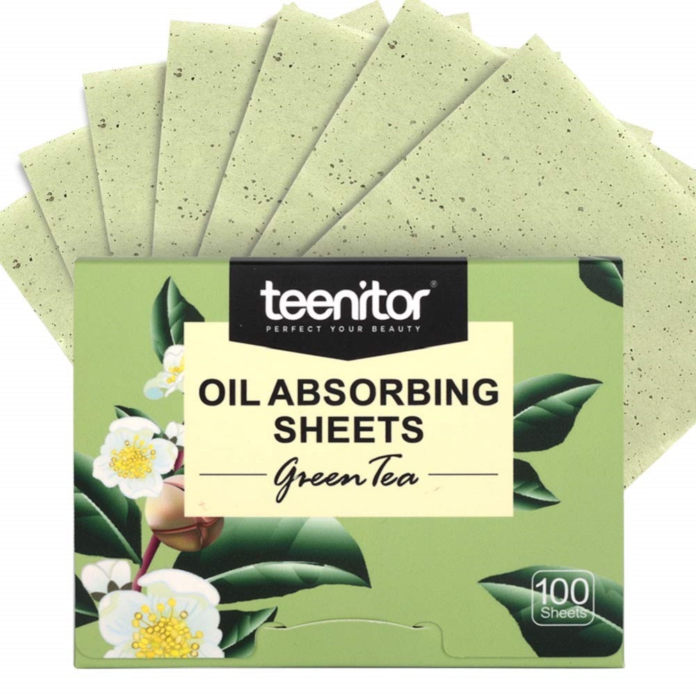Teenitor Oil Blotting Sheets, 100 Sheets Green Tea Oil Absorbing Tissues Paper