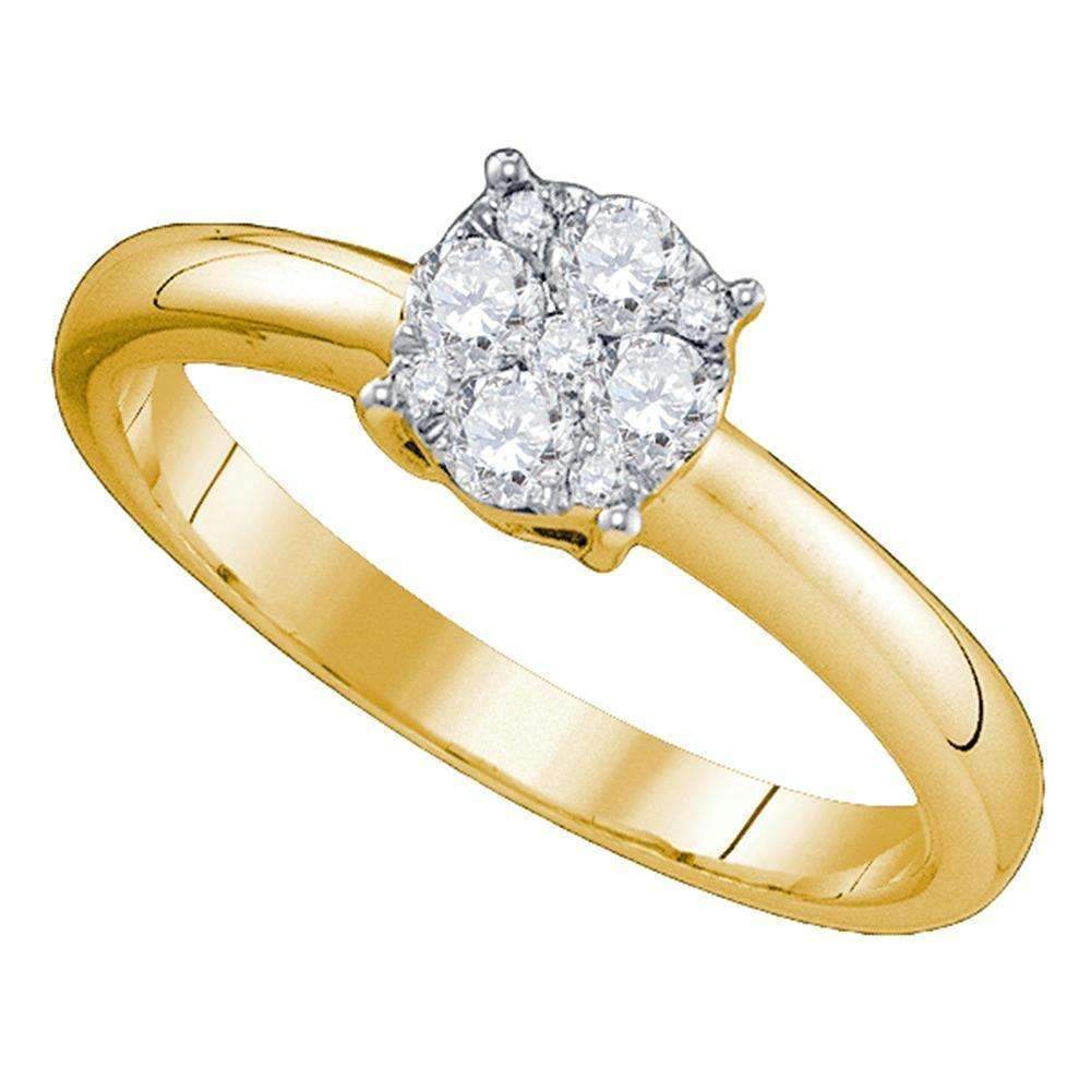 18Kt Yellow Gold Womens Diamond Cluster Engagement Ring 1.00 Cttw