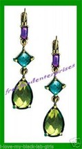 Earring Facet Geometric Jeweltone Linear 1 3/4" Pierced -Matches Listed Necklace - $14.80