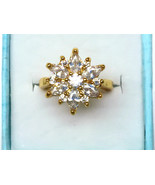 Snow style simulated diamond 24k gold filled wedding ring, proposal marry ring - $40.00