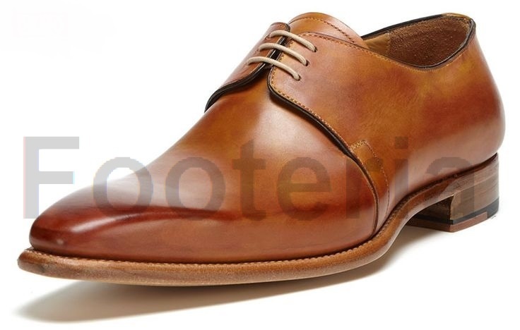 Handmade men tan brown shoes, derby shoes for men, men leather shoes ...