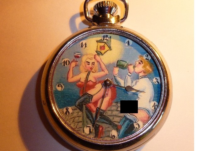 Sexy Erotic Automaton Old Pocket Watch Sexy Antique