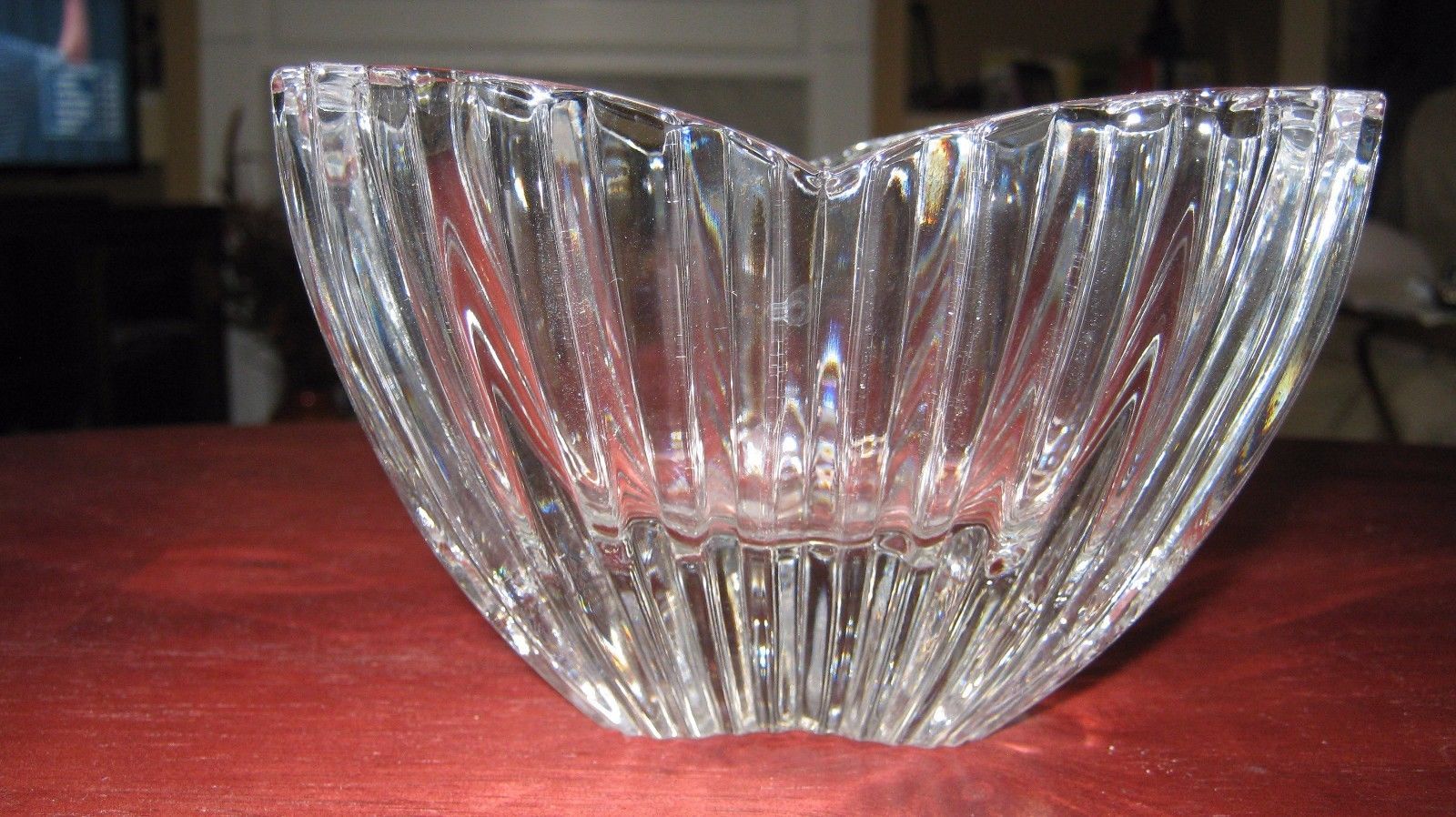 Lydia by Mikasa Sq Square Crystal Glass Tulip Shaped Ribbed/Panels 5 1/