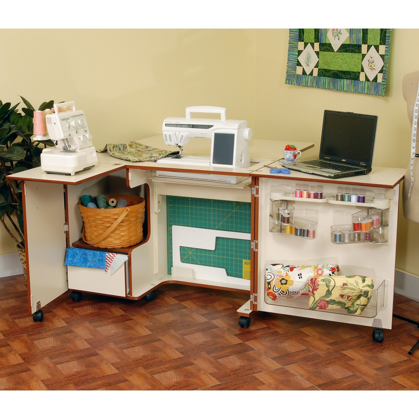 Sewing Cabinet Lift Table Desk Portable Quilt Leaf Folding - Other